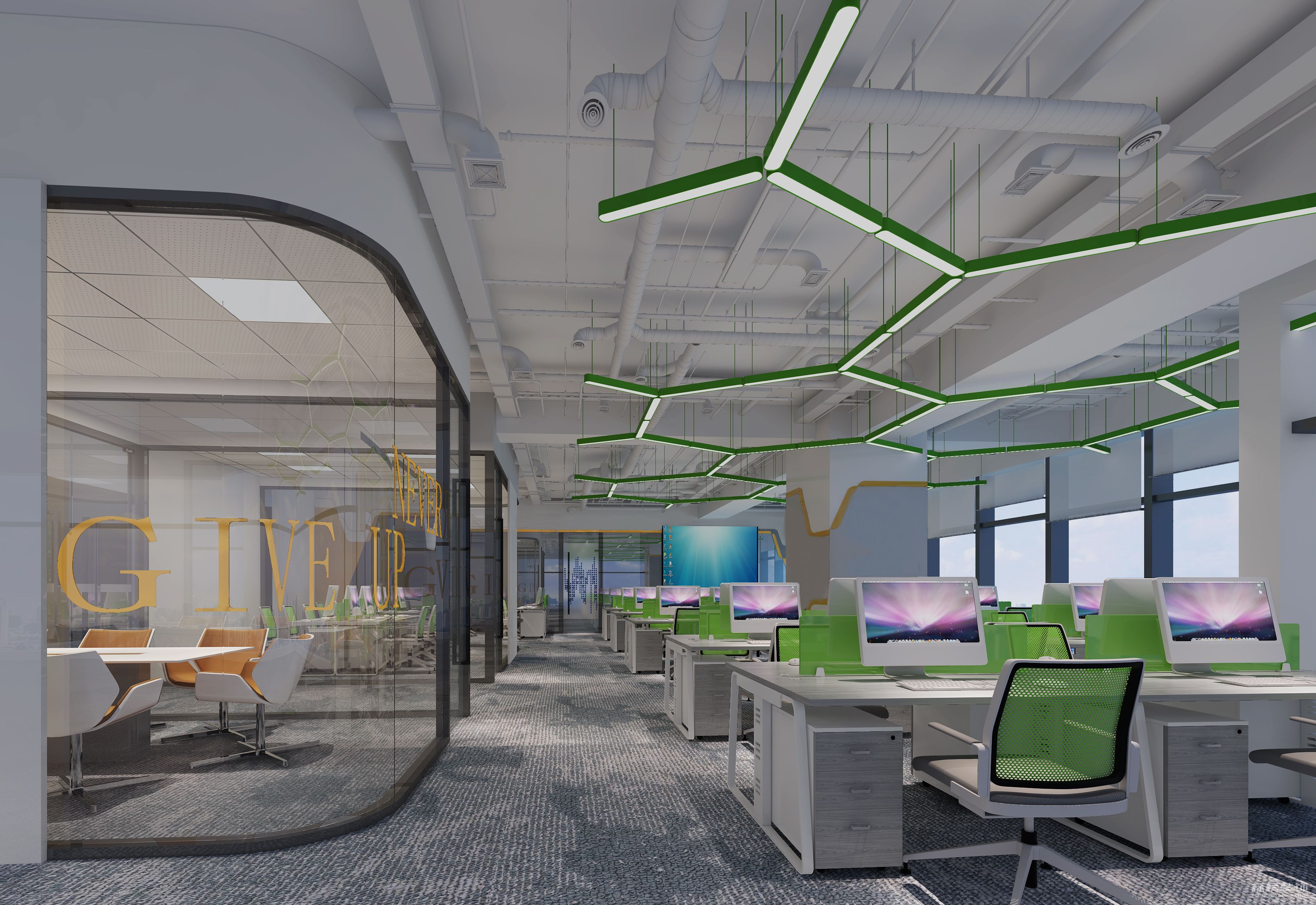 中小型办公室怎么样合理利用点，线，面等来做突出体现呢